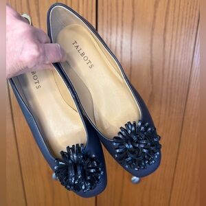 NWT Talbots Dark Blue Flats with Decorative Flower
